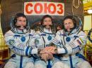 Expedition 49 crew members (L-R) Shane Kimbrough, KE5HOD, Sergey Ryzhikov, and Andrey Borisenko. [NASA photo by Victor Zelentsov]